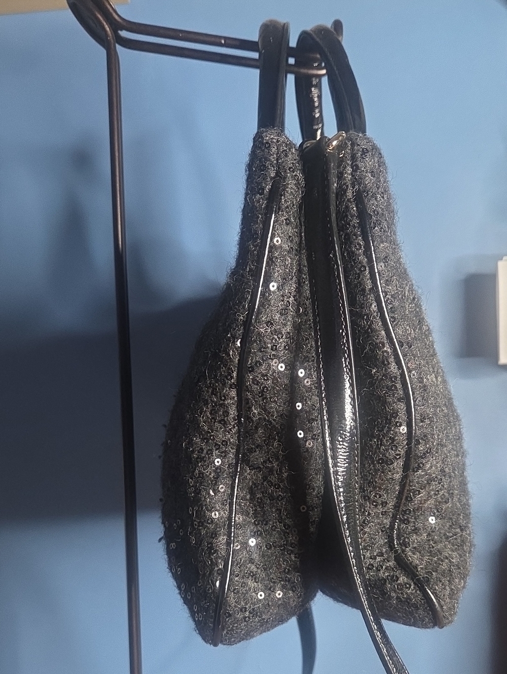 kate spade Storybook Lining Wool Black Sequin Satchel with Top Handles - Picture 6 of 8